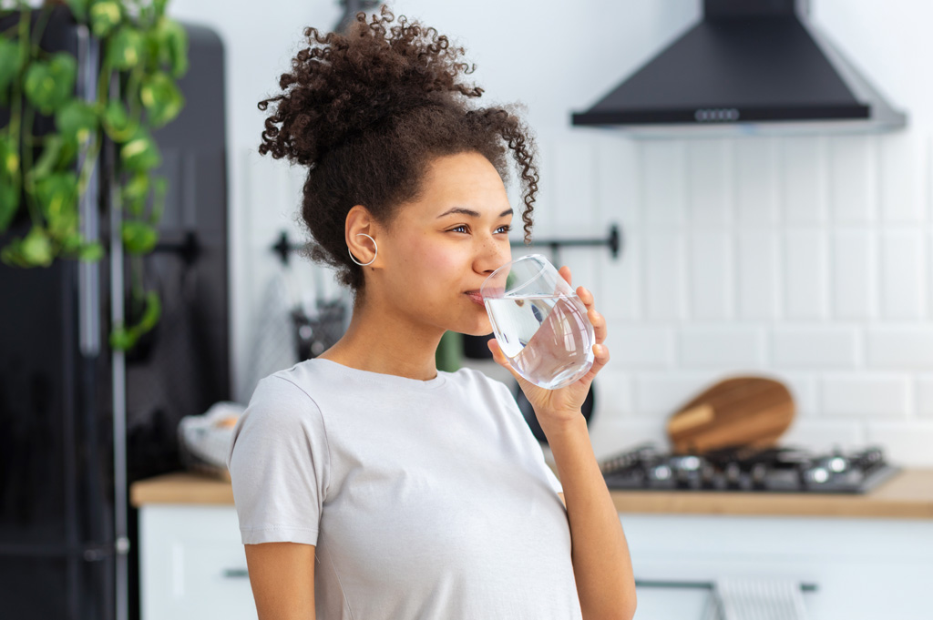 woman drinking water